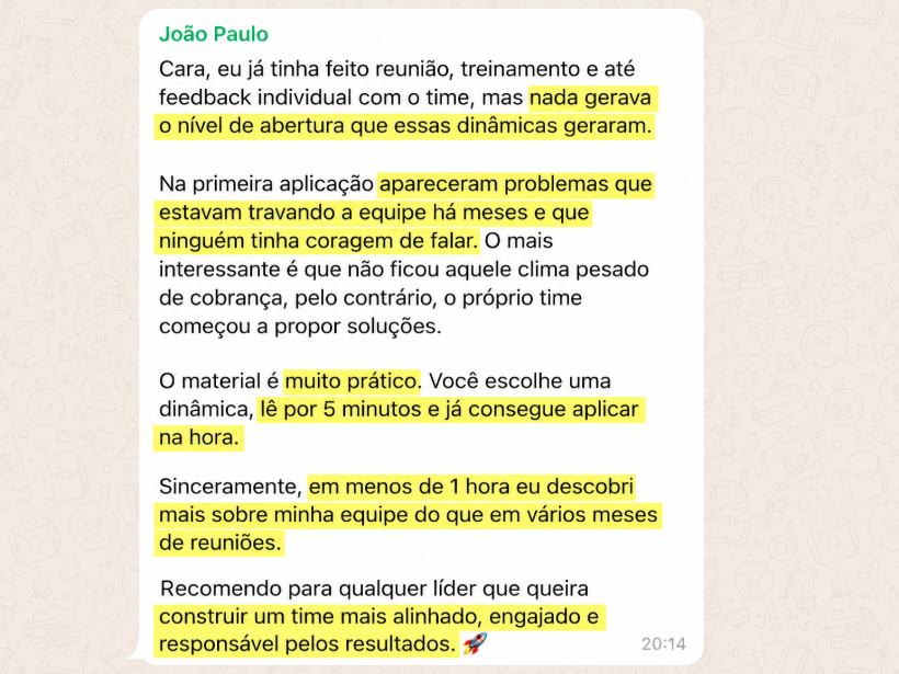 Depoimento de João Paulo, Líder de equipe comercial, sobre o Dinâmicas Magnéticas